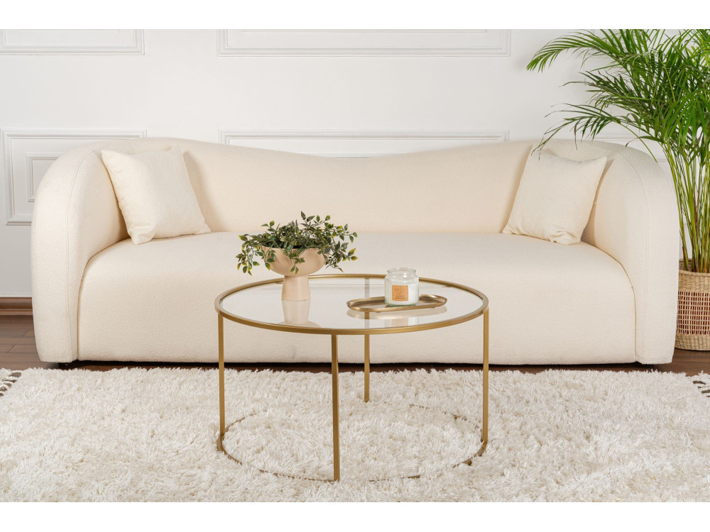 Mesa baja de metal "Aurum" - 80 x 80 x 43 cm - Oro transparente