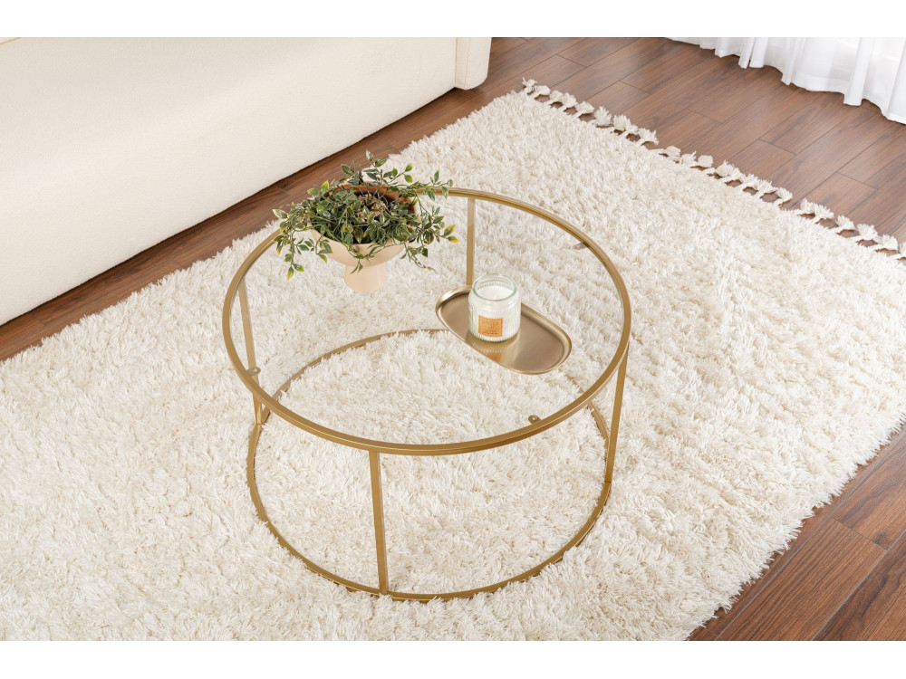 Mesa baja de metal "Aurum" - 80 x 80 x 43 cm - Oro transparente