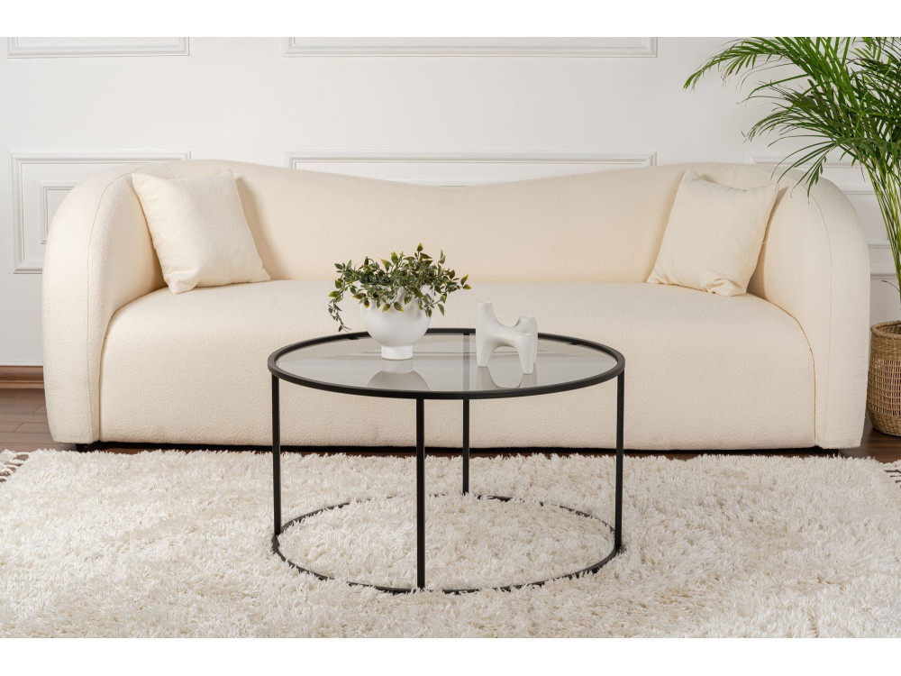 Mesa baja de metal "Aurum" - 80 x 80 x 43 cm - Negro Gris