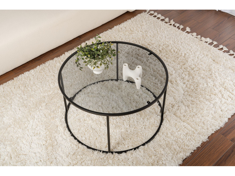 Mesa baja de metal "Aurum" - 80 x 80 x 43 cm - Negro Gris