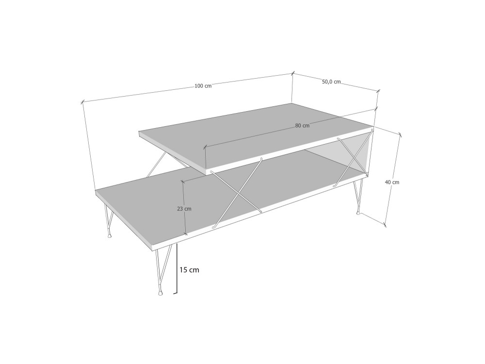 Mesa baja de madera "Loira" - 100 x 50 x 40 cm - Marrón
