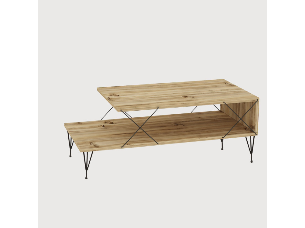 Mesa baja de madera "Loira" - 100 x 50 x 40 cm - Marrón