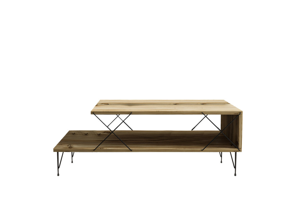 Mesa baja de madera "Loira" - 100 x 50 x 40 cm - Marrón