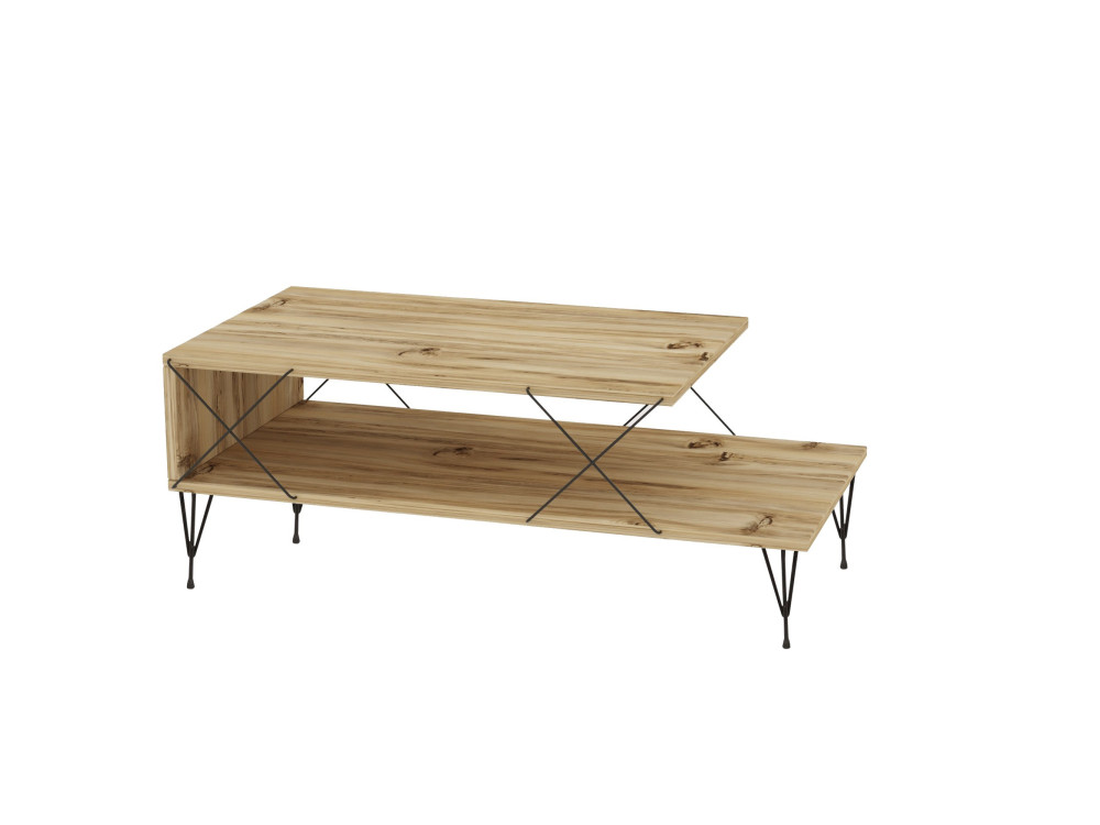 Mesa baja de madera "Loira" - 100 x 50 x 40 cm - Marrón