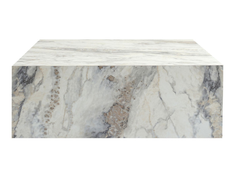 Mesa baja de madera "Prizma" - 90 x 90 x 35 cm - mármol Freesia