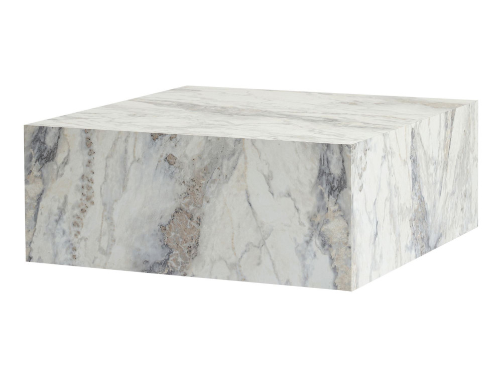 Mesa baja de madera "Prizma" - 90 x 90 x 35 cm - mármol Freesia