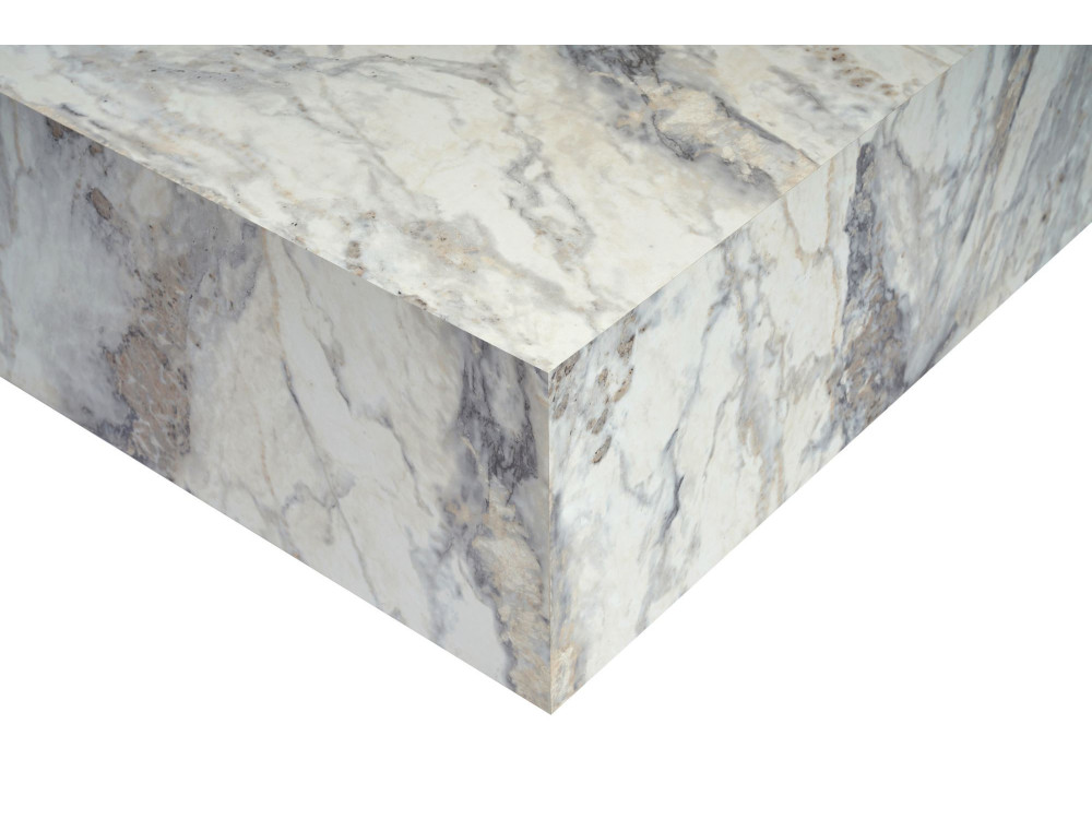Mesa baja de madera "Prizma" - 90 x 90 x 35 cm - mármol Freesia