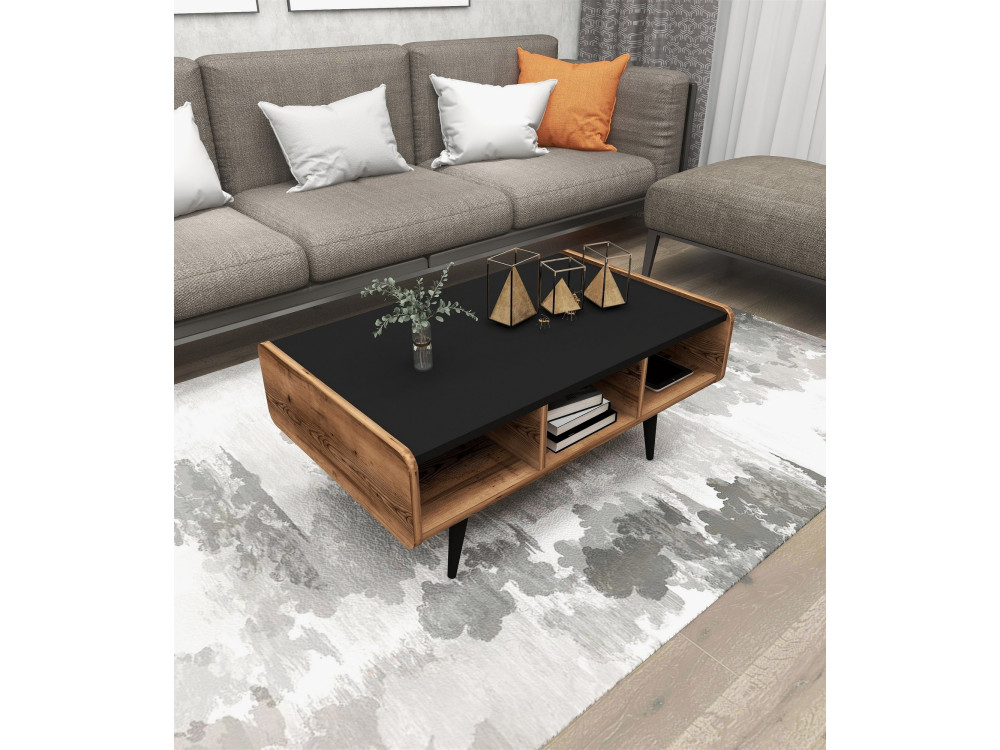 Mesa baja de madera "Line" - 90 x 56 x 40 cm - Nogal claro