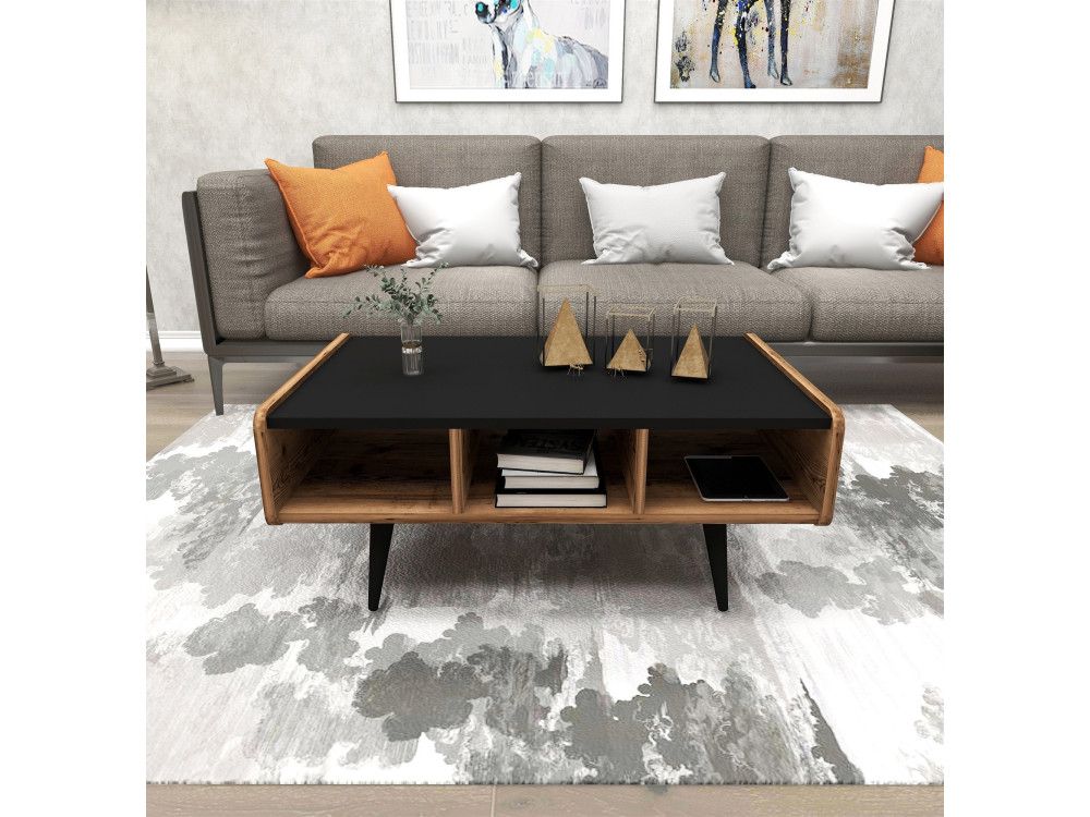 Mesa baja de madera "Line" - 90 x 56 x 40 cm - Nogal claro