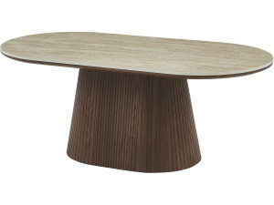Mesa baja ovalada de cerámica "Portofino" - 120 cm -Travertino y marrón