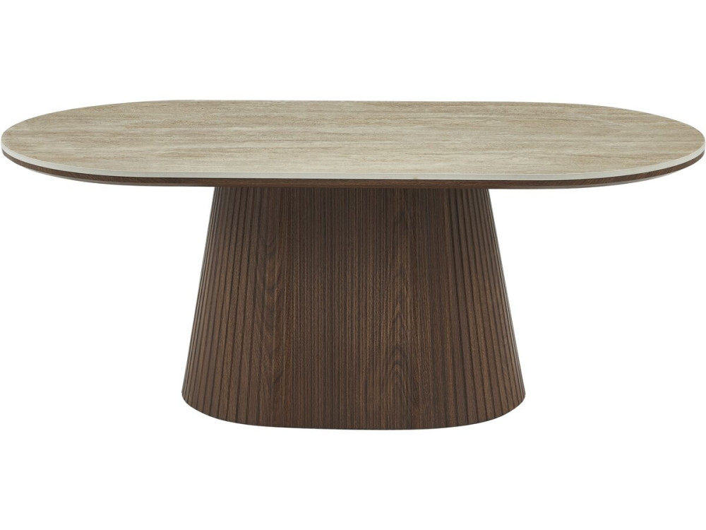 Mesa baja ovalada de cerámica "Portofino" - 120 cm -Travertino y marrón