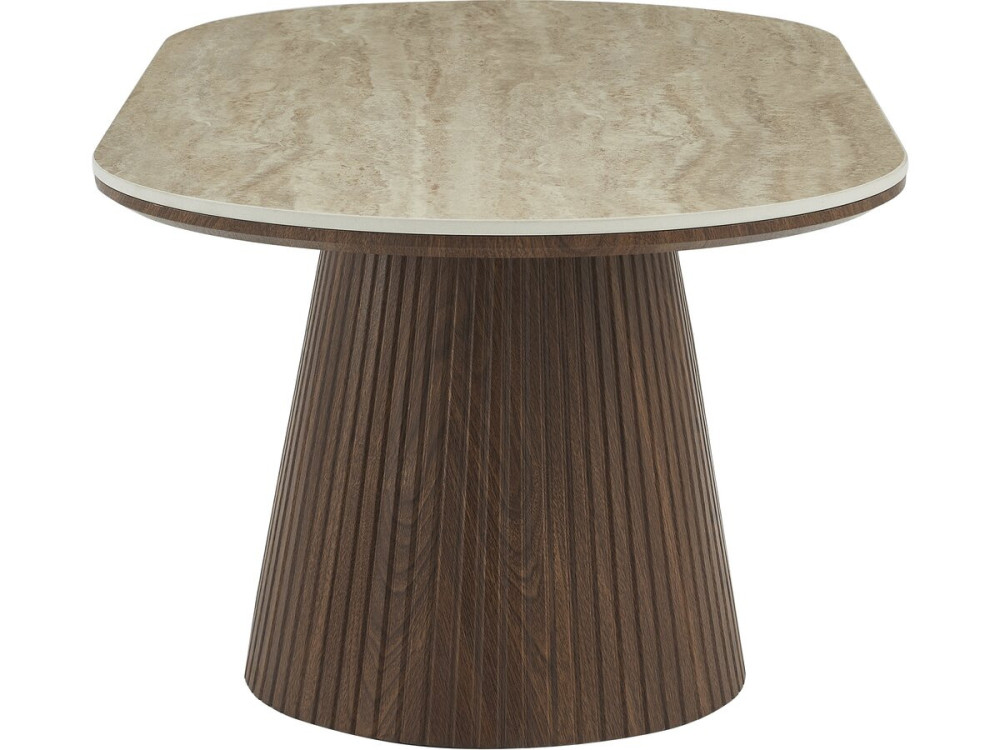 Mesa baja ovalada de cerámica "Portofino" - 120 cm -Travertino y marrón