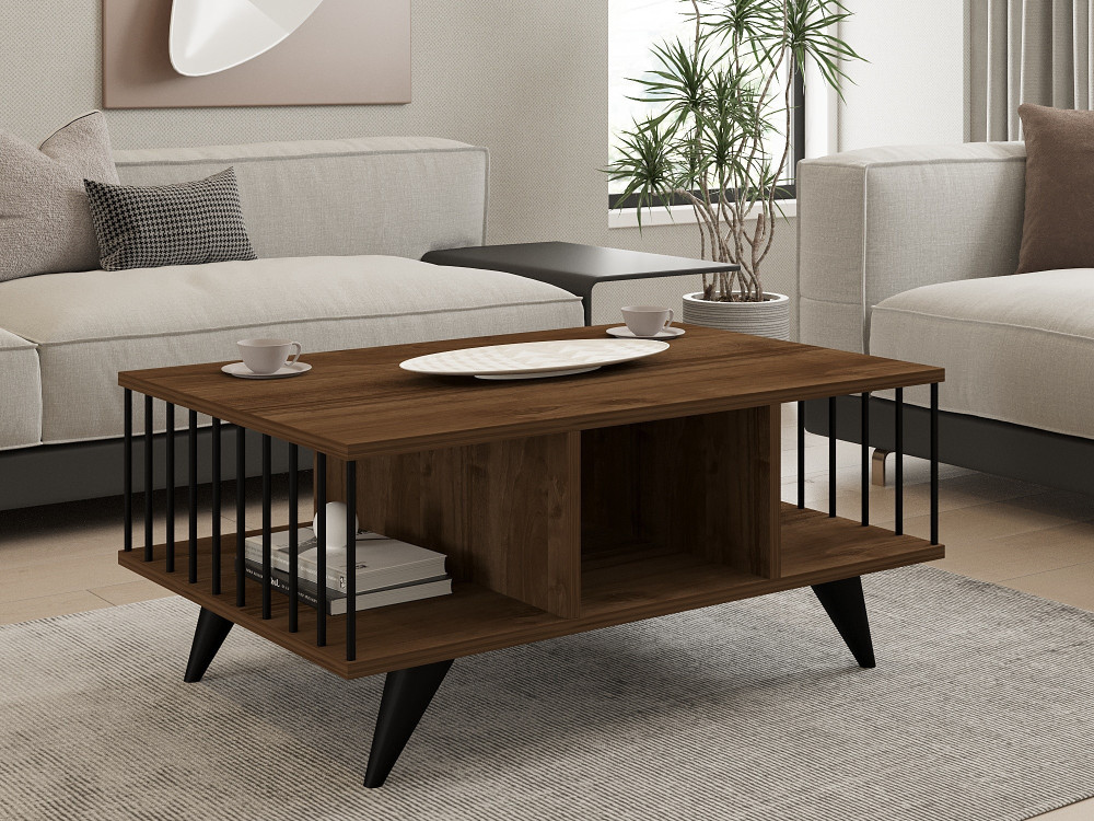 Mesa baja de madera "Bert" - 90 x 60 x 40 cm - Nogal