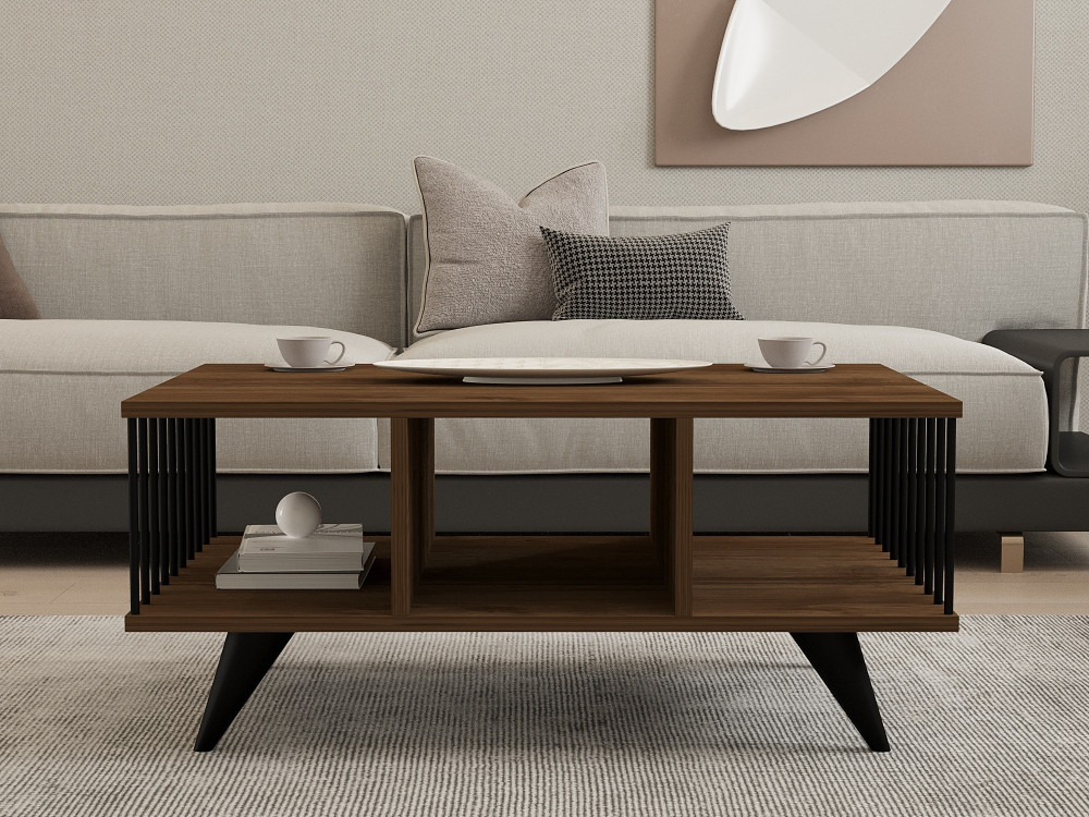 Mesa baja de madera "Bert" - 90 x 60 x 40 cm - Nogal
