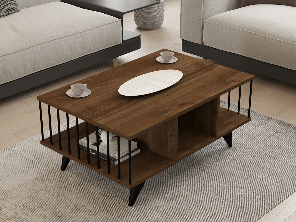 Mesa baja de madera "Bert" - 90 x 60 x 40 cm - Nogal