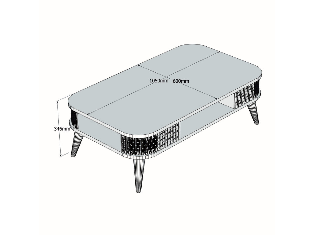 Mesa baja de madera "Eylul" - 105 x 60 x 35 cm - Travertino