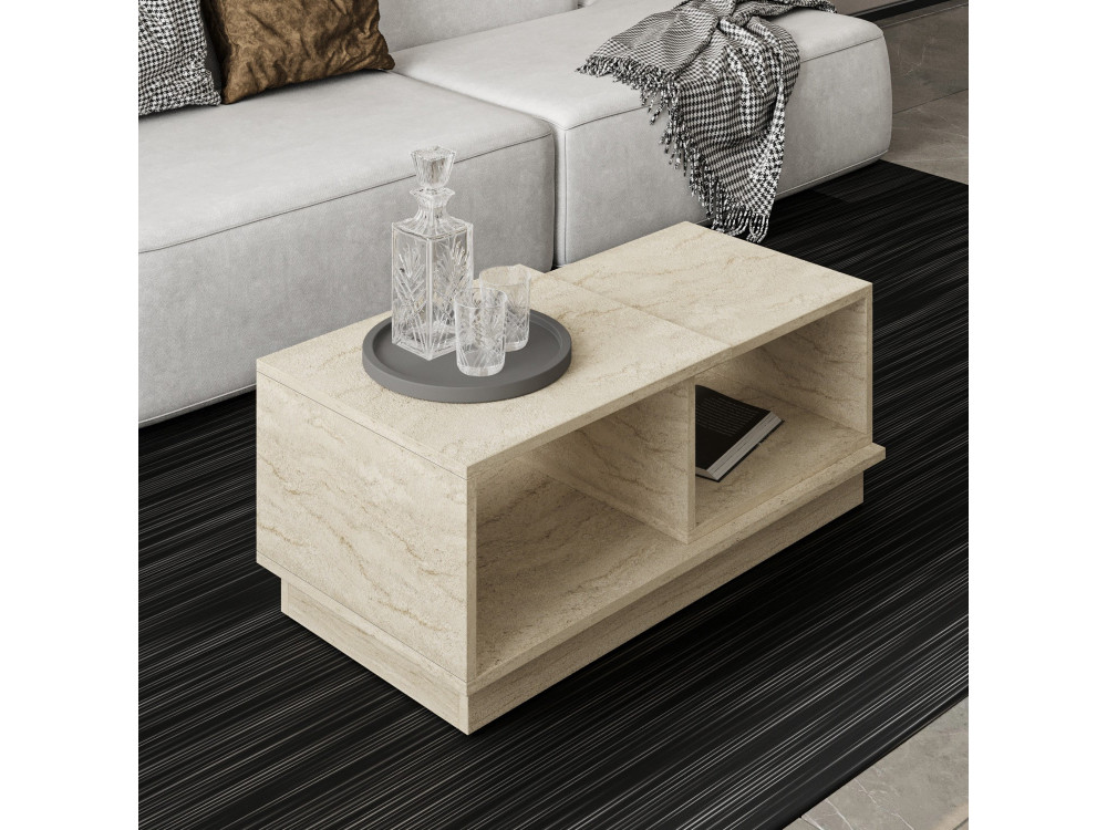 Mesa baja de madera "Consept" - 90 x 45 x 36 cm - Travertino