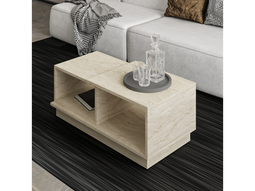 Mesa baja de madera "Consept" - 90 x 45 x 36 cm - Travertino