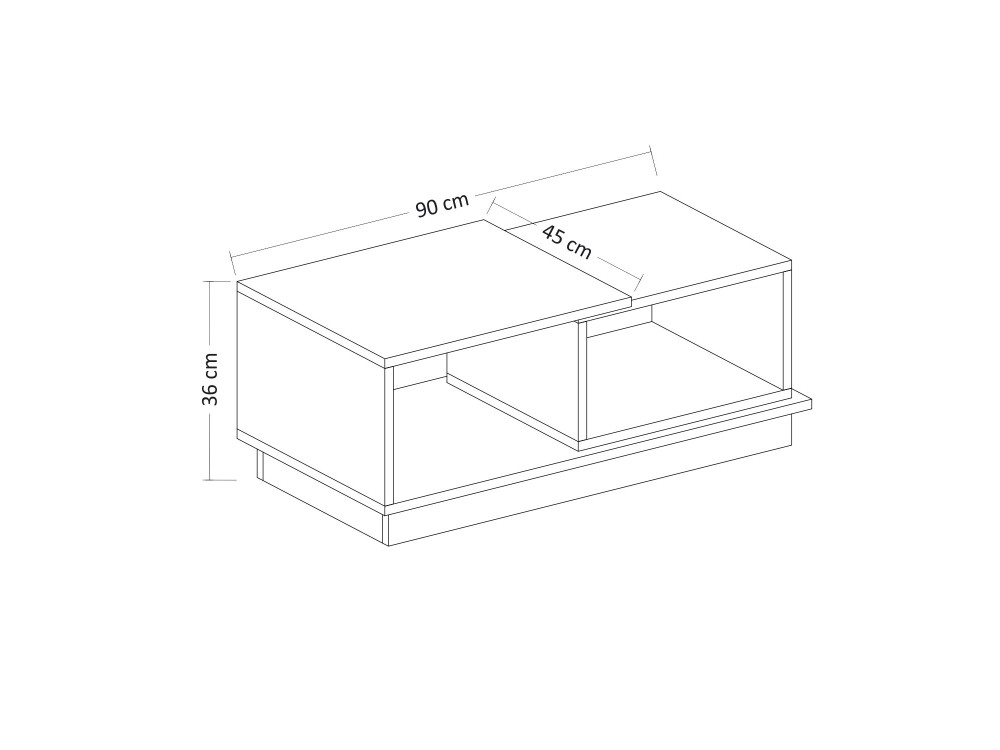 Mesa baja de madera "Consept" - 90 x 45 x 36 cm - Travertino