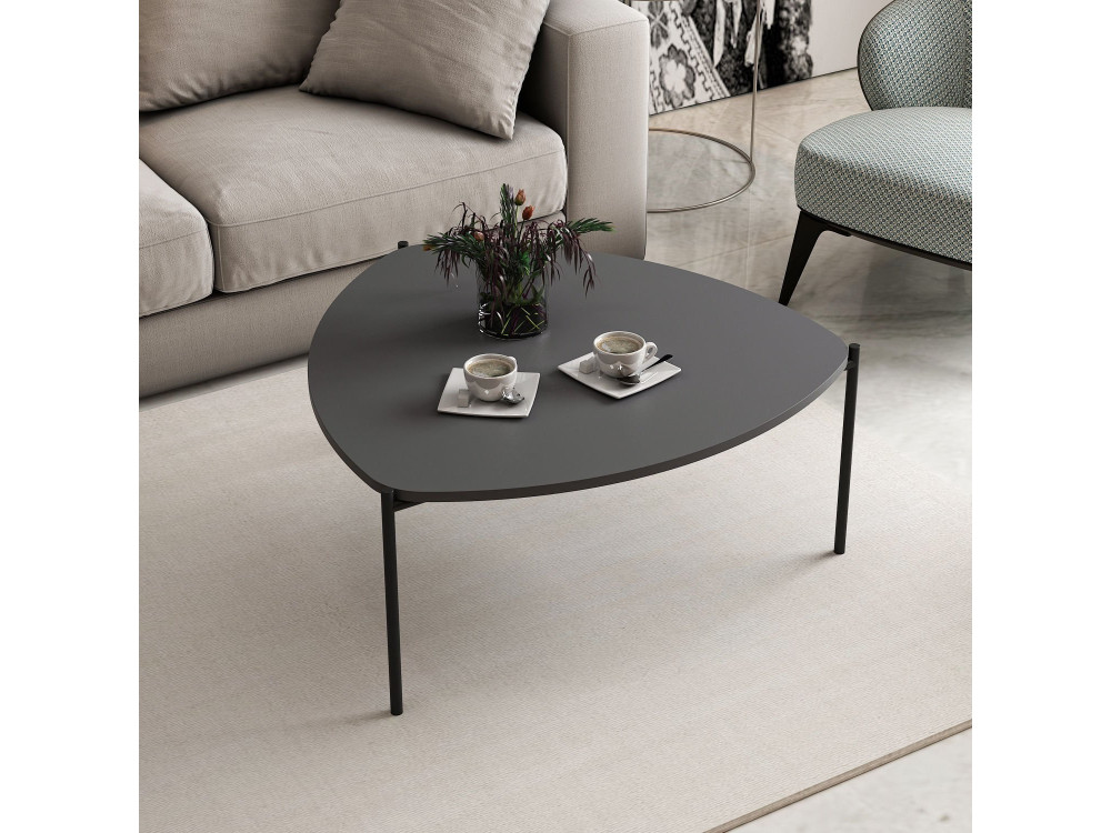 Mesa baja de madera "Lenny" - 90 x 89 x 40 cm - Antracita