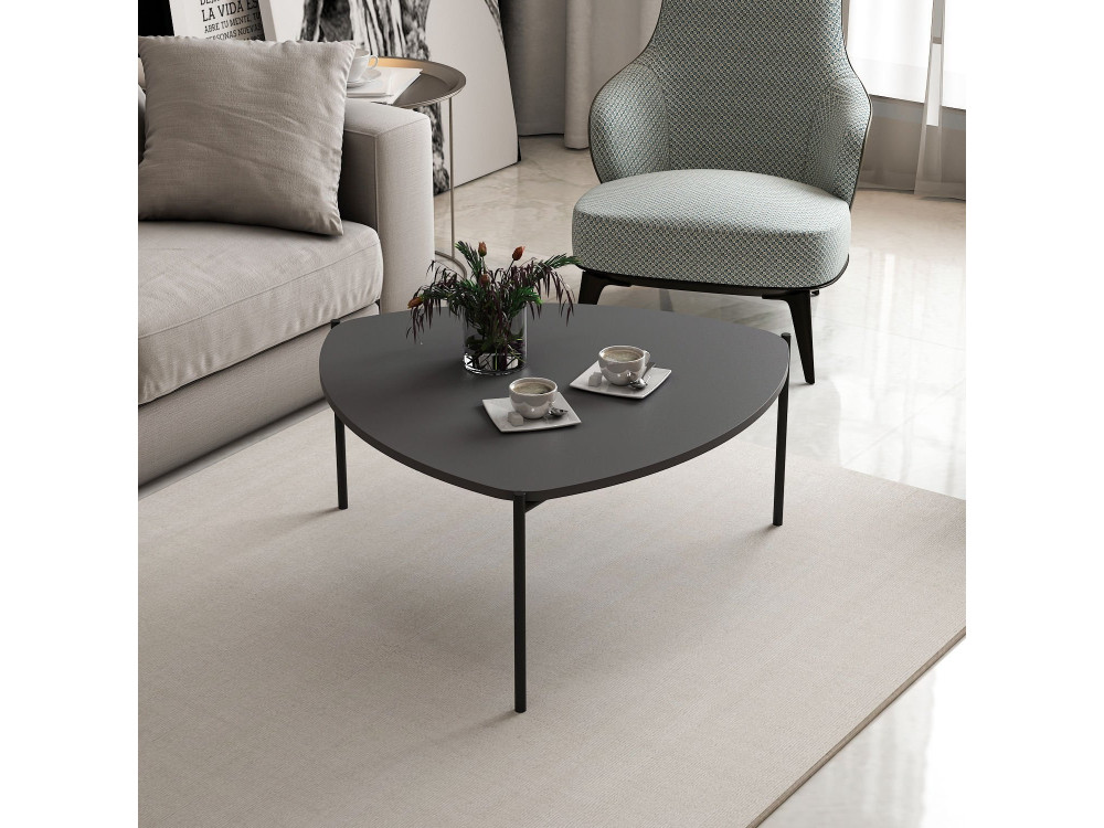 Mesa baja de madera "Lenny" - 90 x 89 x 40 cm - Antracita