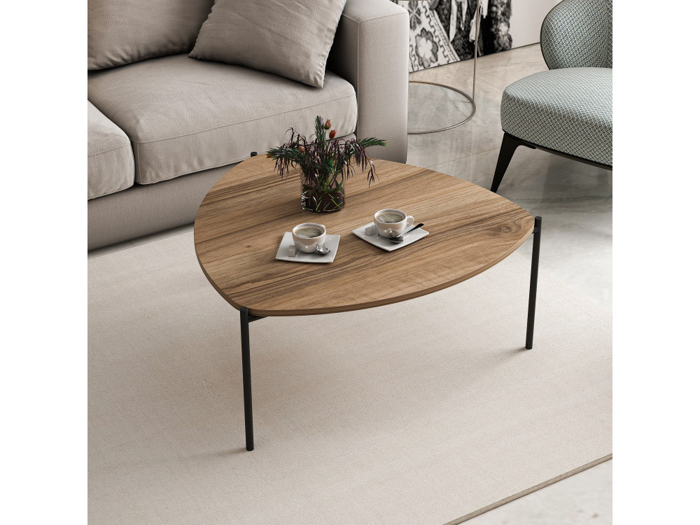 Mesa baja de madera "Lenny" - 90 x 89 x 40 cm - Nogal