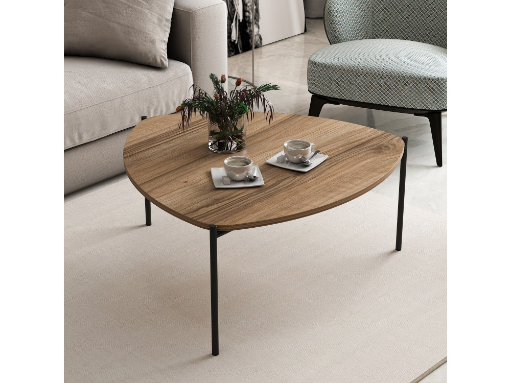 Mesa baja de madera "Lenny" - 90 x 89 x 40 cm - Nogal
