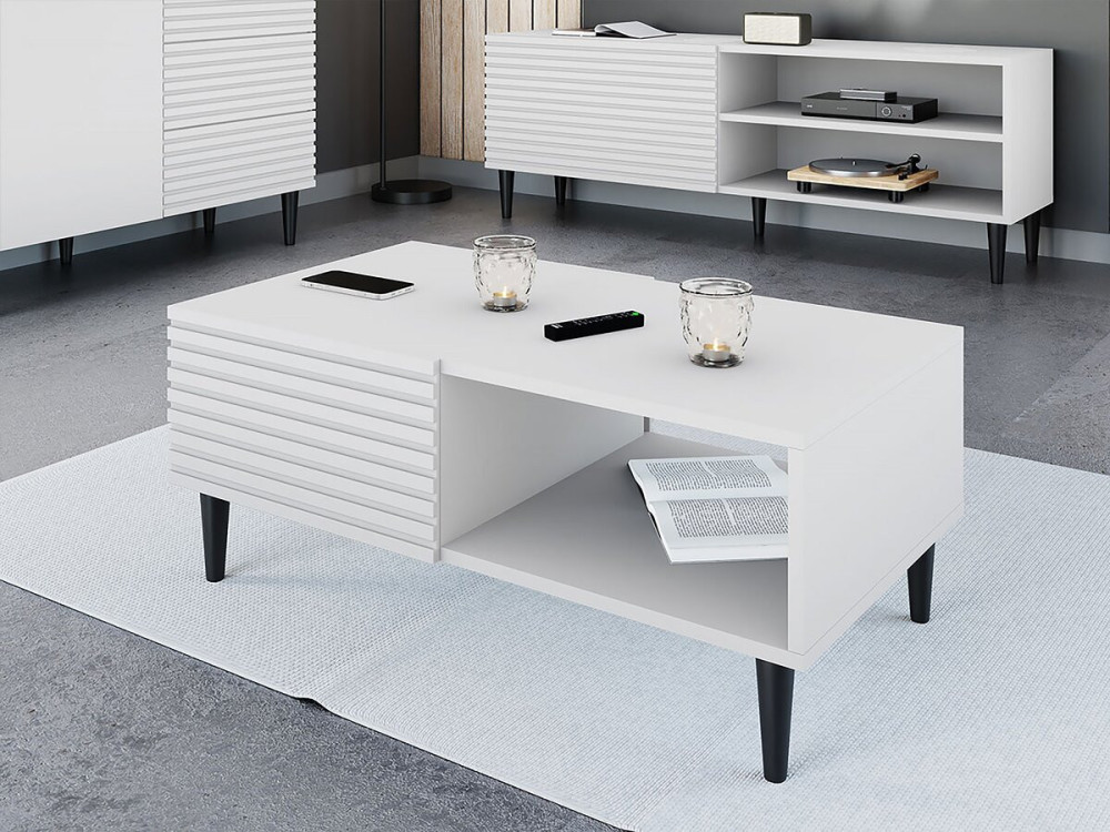 Mesa de centro "Nakomo" - 100 x 41 x 52 cm - Blanco -