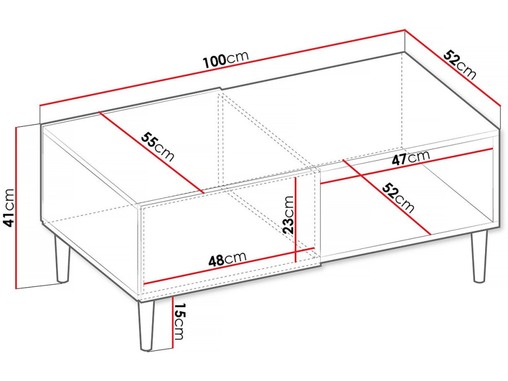 Mesa de centro "Nakomo" - 100 x 41 x 52 cm - Blanco -