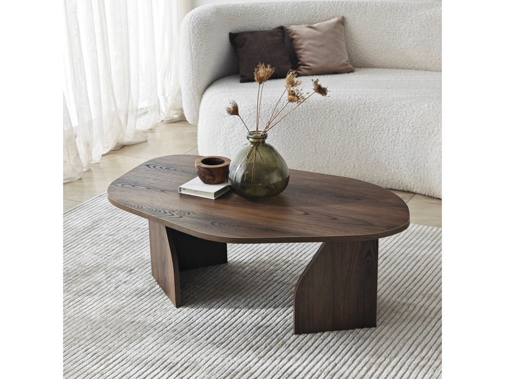 Mesa baja de madera "Rock" 100 x 60 x 35 cm - Nogal