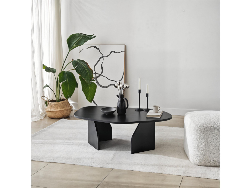 Mesa baja de madera "Rock" 100 x 60 x 35 cm - Negra