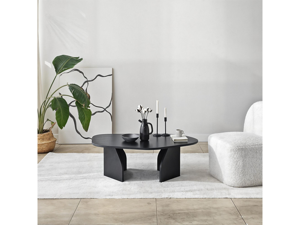 Mesa baja de madera "Rock" 100 x 60 x 35 cm - Negra