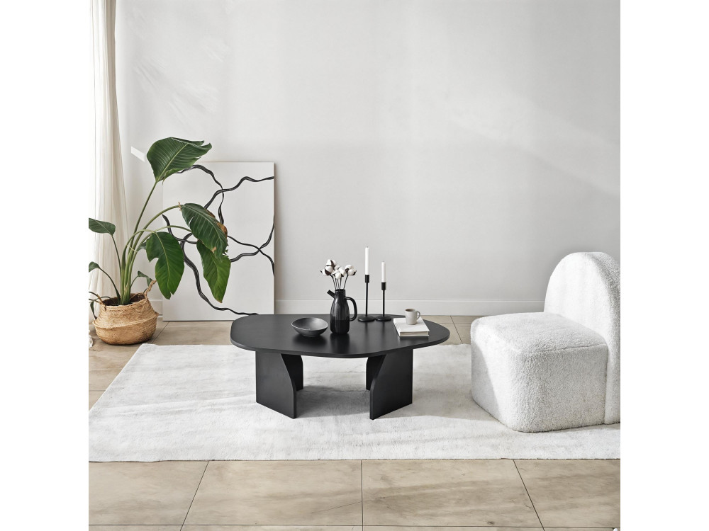 Mesa baja de madera "Rock" 100 x 60 x 35 cm - Negra