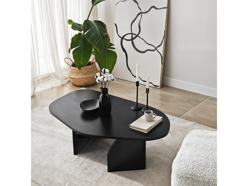 Mesa baja de madera "Rock" 100 x 60 x 35 cm - Negra