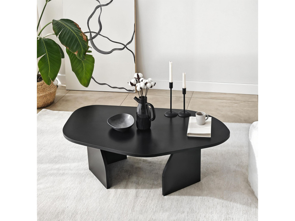 Mesa baja de madera "Rock" 100 x 60 x 35 cm - Negra