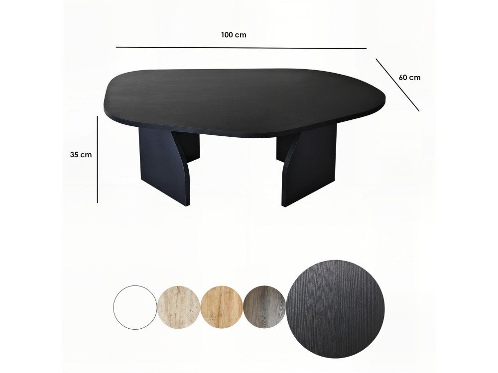 Mesa baja de madera "Rock" 100 x 60 x 35 cm - Negra