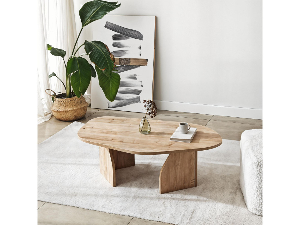 Mesa baja de madera "Rock" 100 x 60 x 35 cm - Roble zafiro