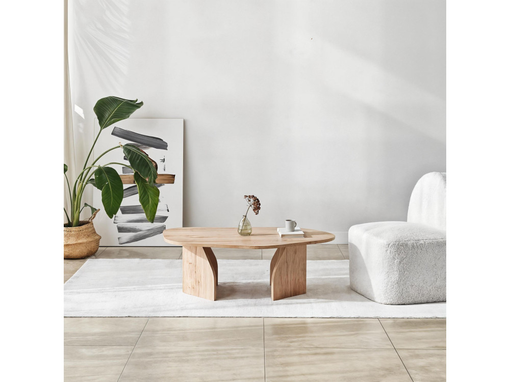 Mesa baja de madera "Rock" 100 x 60 x 35 cm - Roble zafiro