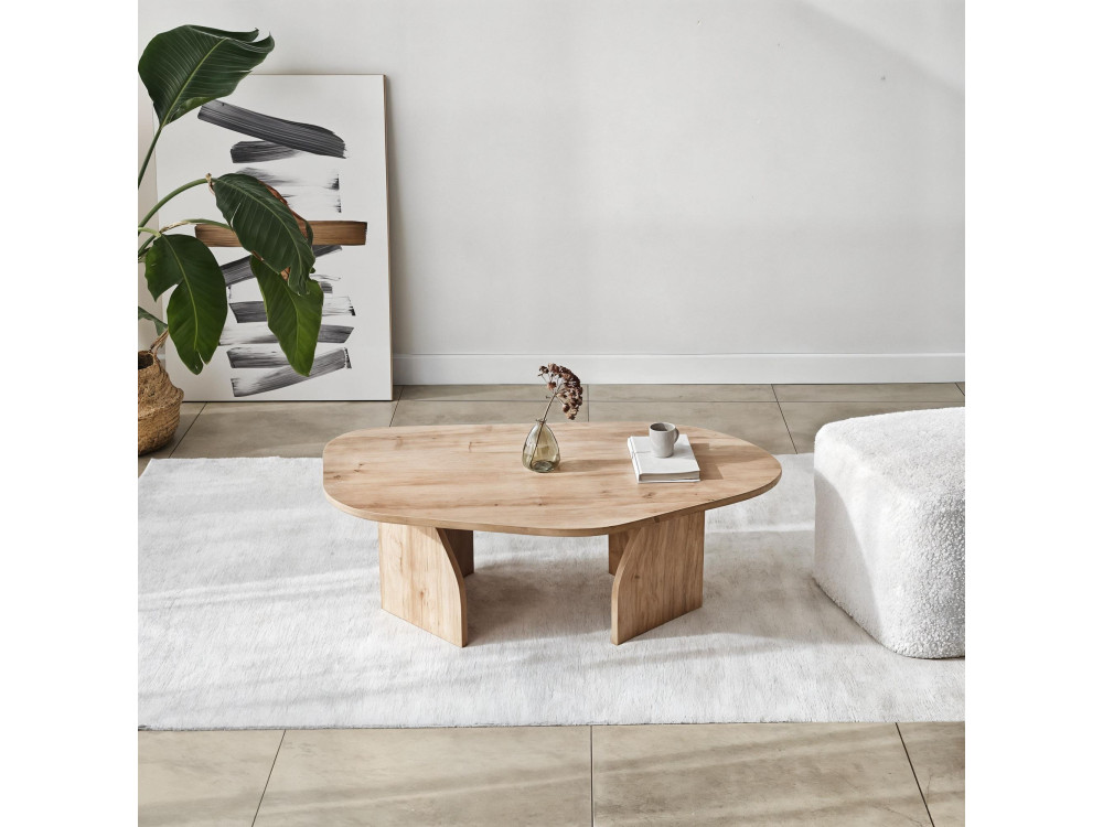 Mesa baja de madera "Rock" 100 x 60 x 35 cm - Roble zafiro