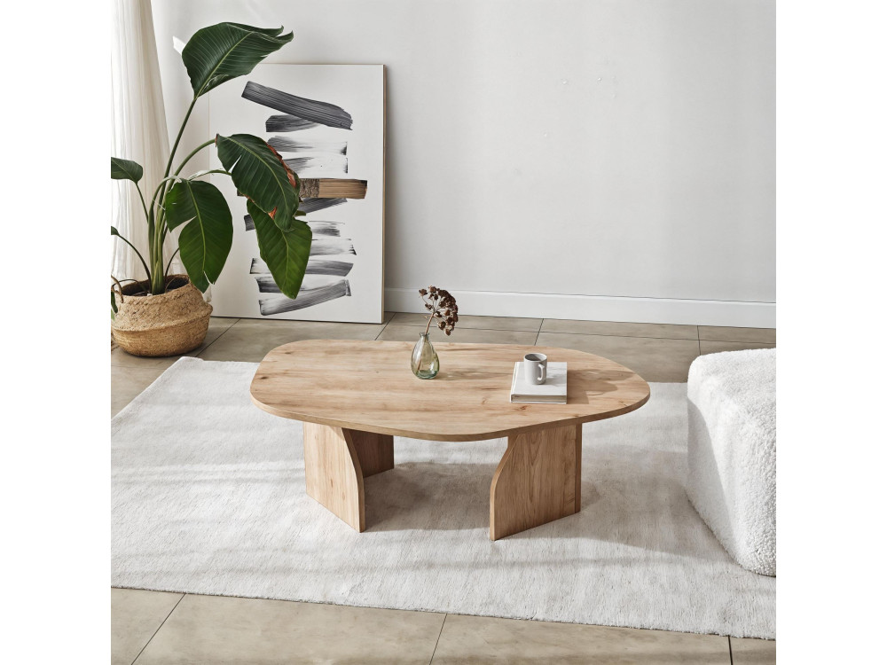 Mesa baja de madera "Rock" 100 x 60 x 35 cm - Roble zafiro