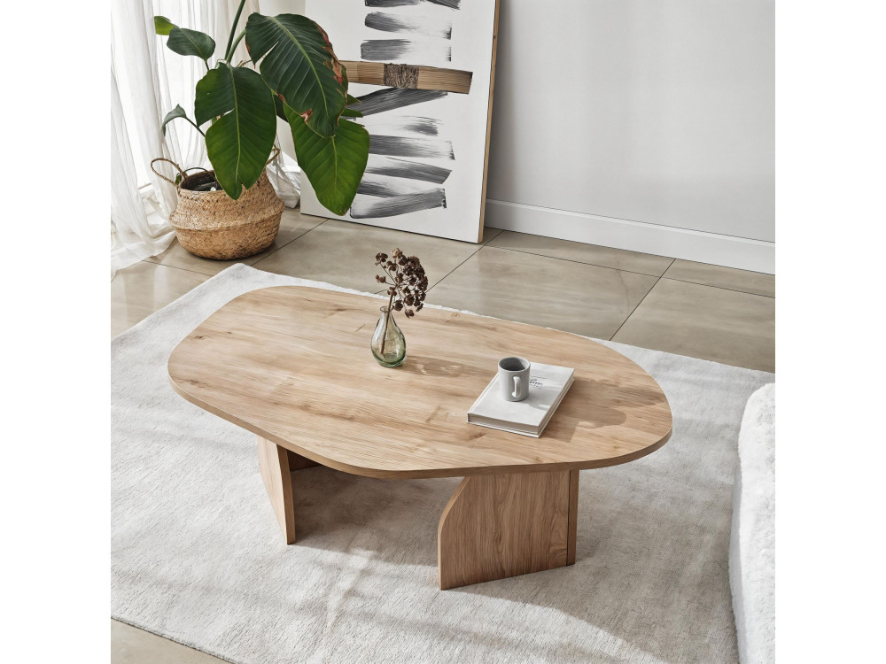 Mesa baja de madera "Rock" 100 x 60 x 35 cm - Roble zafiro