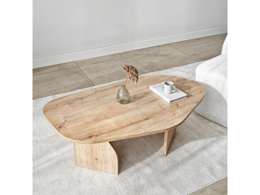 Mesa baja de madera "Rock" 100 x 60 x 35 cm - Roble zafiro