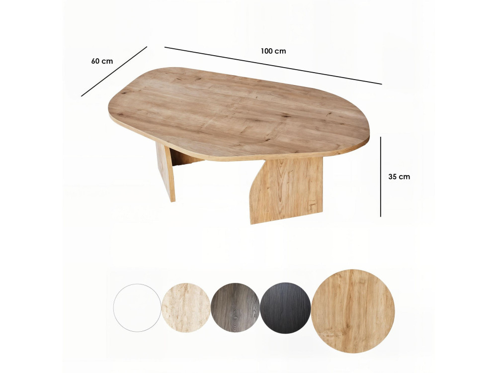 Mesa baja de madera "Rock" 100 x 60 x 35 cm - Roble zafiro
