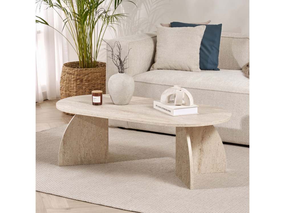 Mesa baja de madera "Melina" 120 x 60 x 40 cm - Travertino