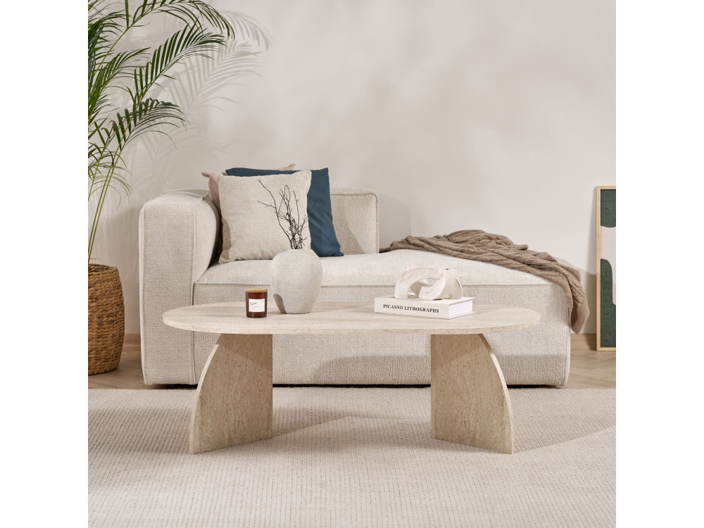 Mesa baja de madera "Melina" 120 x 60 x 40 cm - Travertino