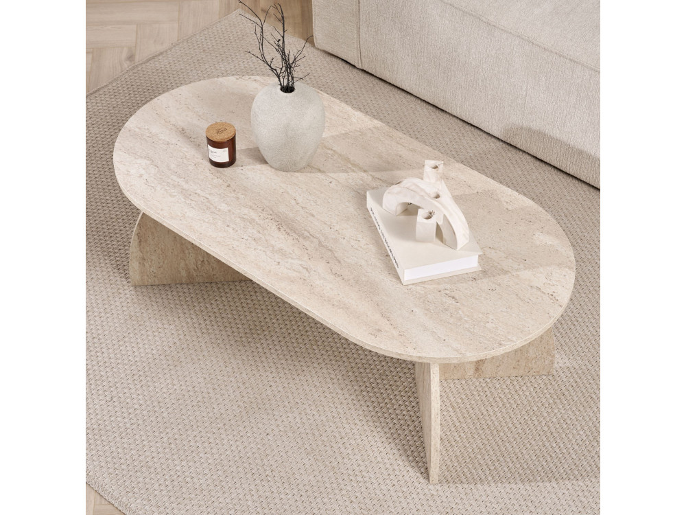 Mesa baja de madera "Melina" 120 x 60 x 40 cm - Travertino