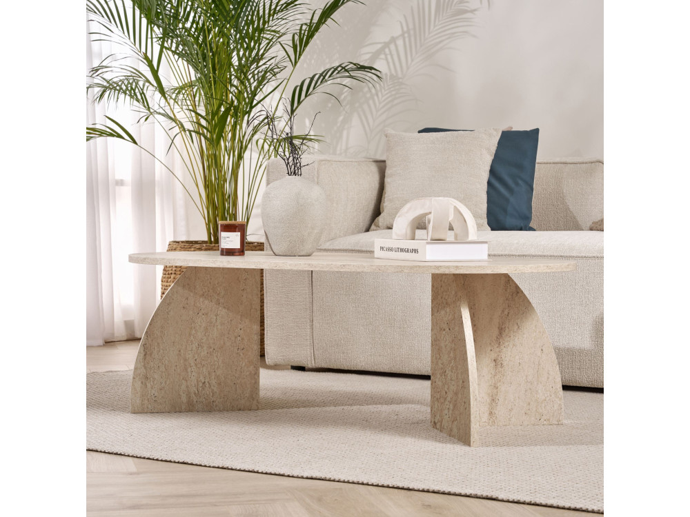 Mesa baja de madera "Melina" 120 x 60 x 40 cm - Travertino