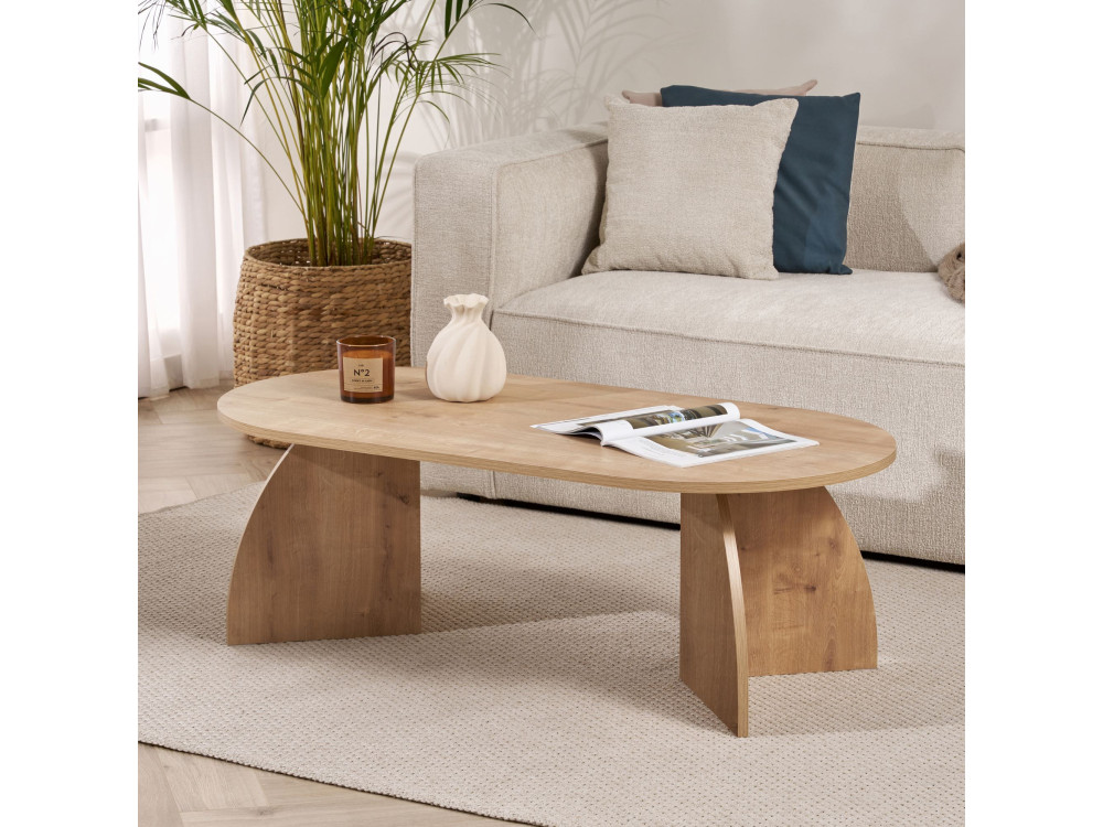 Mesa baja de madera "Melina" 120 x 60 x 40 cm - Roble zafiro