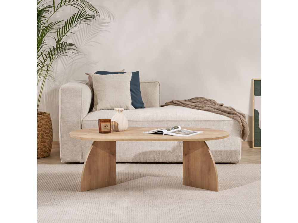 Mesa baja de madera "Melina" 120 x 60 x 40 cm - Roble zafiro