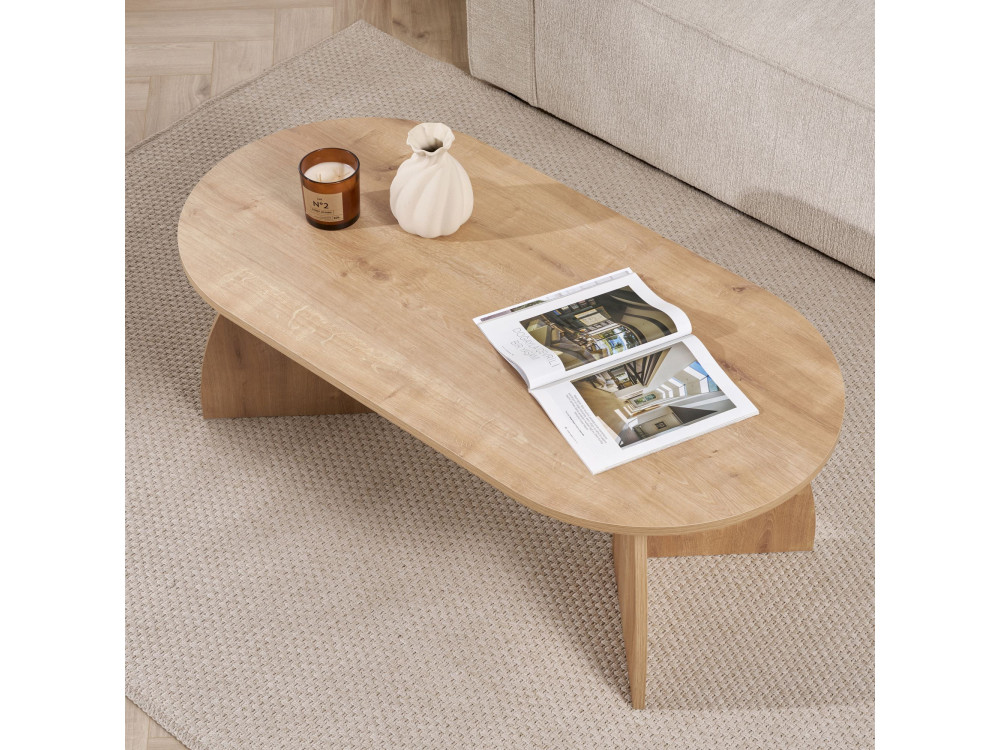 Mesa baja de madera "Melina" 120 x 60 x 40 cm - Roble zafiro